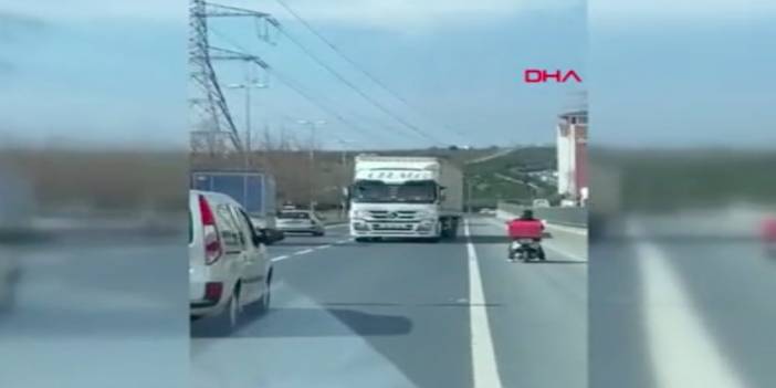 Sultangazi'de ters yönde geri geri giden TIR tehlikesi