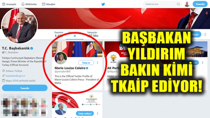 Başbakan Yıldırım, AKP ve Erdoğan dışında Malta Başkanını neden takip ediyor?