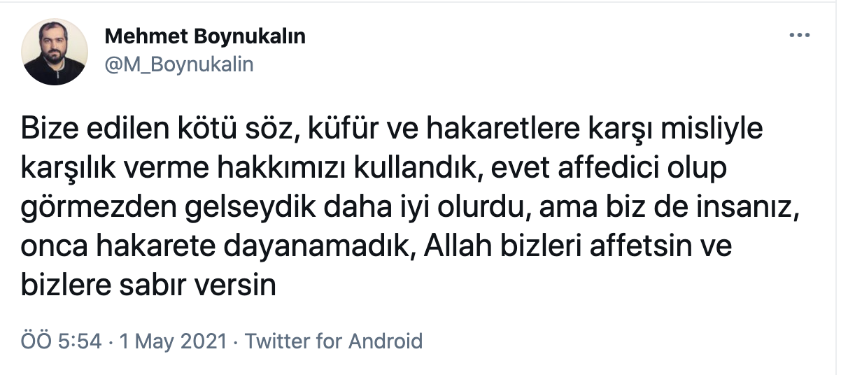 Mehmet Boynukalın, Twitter’a geri döndü: Allah bizleri affetsin