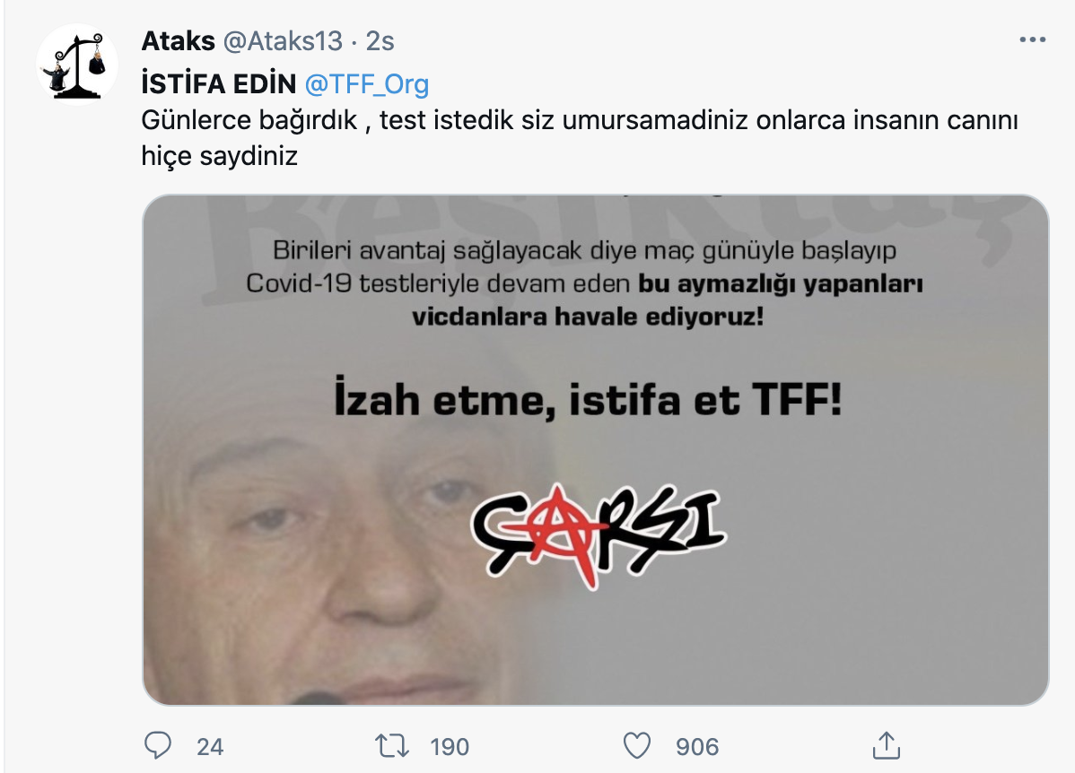 Beşiktaşlı taraftarlardan TFF'ye istifa çağrısı!