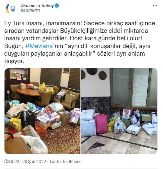 Ukrayna Büyükelçiliği: Türk insanı inanılmazsın